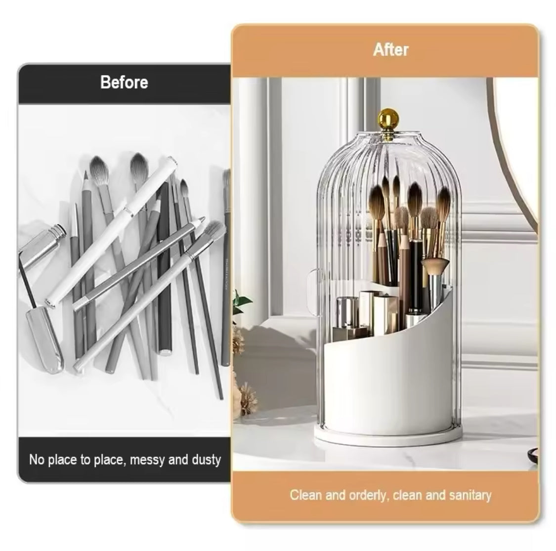 Acrylic Makeup Brush Holder, Rotatable Makeup Brush Organizer, Tabletop Cosmetic Storage Box Acrylic Makeup Brush Holder, Rotatable Makeup Brush Organizer, Tabletop Cosmetic Storage Box